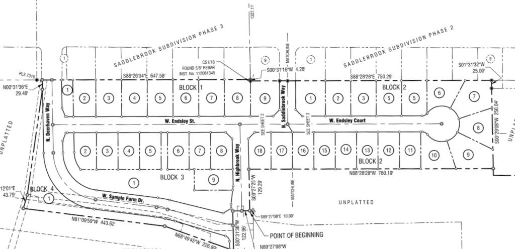 Endsley Court Subdivision Plat Map